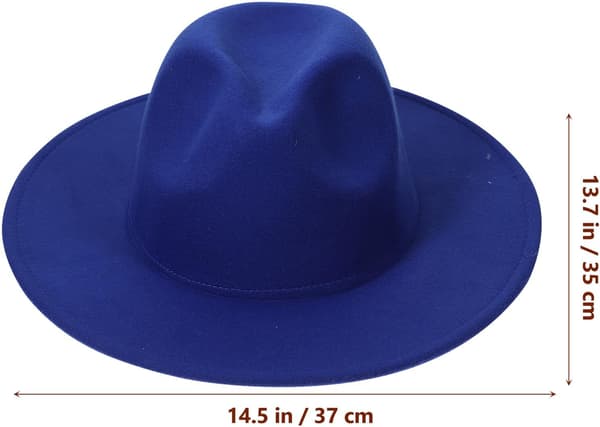 Tvåfärgad Fedora Hatt Klassisk Jazzmössa Bred Brätte Herrhattar Vintertillbehör Blå