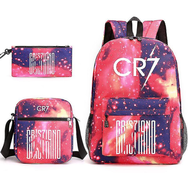 Mode Cr7 3-delt Sæt Rygsæk Mochila Nye Studerende Kapacitet Skoletasker Bookbag Rejsetaske 5 3Pcs Set