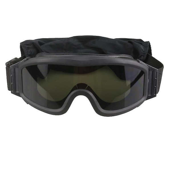 Taktiske anti-kollisjonsbriller Locust Glass Desert Vindtette, tåkesikre, sandtette feltbriller (1 stk, svart)