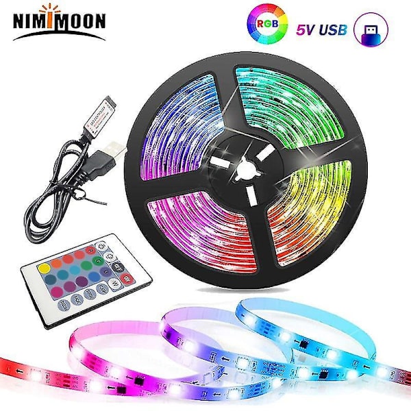 USB-driven LED-ljusremsa med fjärrkontroll, icke-vattentät RGB 2835