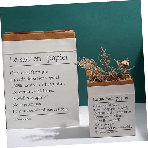 2 stk. kraftpapirpose tørrede blomsterholder hvid mode papirpose til opbevaringspose brugt