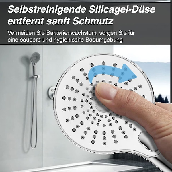 Brusesæt Håndbruser, Premium Selvrensende Vandbesparende 3-stråle Regnbruser Gave