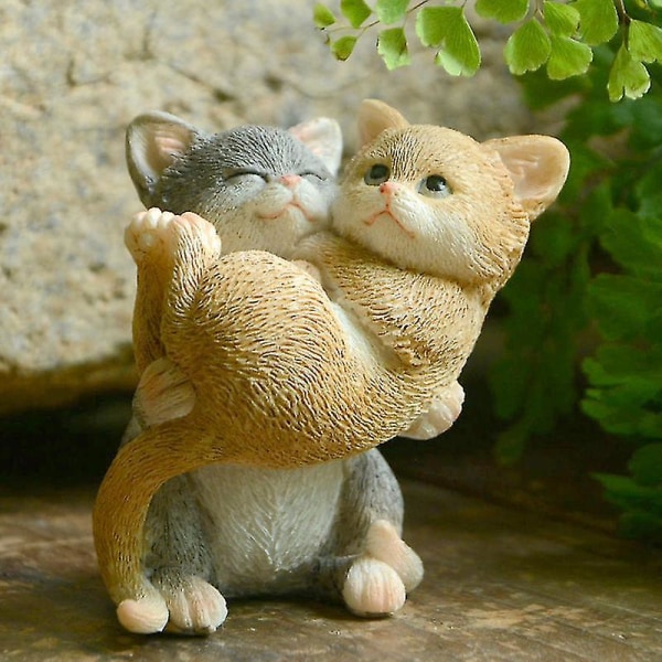 Miniatyr Fairy Garden Cat Figurine- Grow Up Kitty med tillgivenhet (1st, gul)