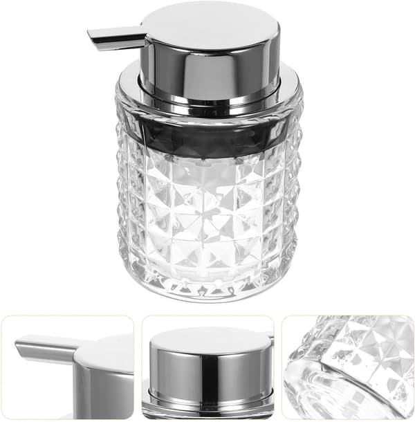 Genopfyldelig håndsæbedispenser brusepumpe sæbedispenser diamantmønster glas ABS elegant enkelt udseende