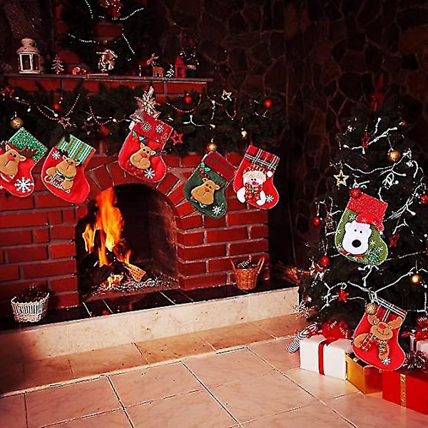 Julstrumpor Set 3D Plysch Presentstrumpor för Barn Dekoration