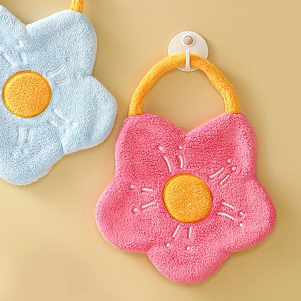 Hängande handdukar med ögla, söta blomformade badrumshanddukar