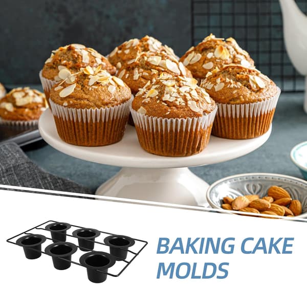 6-kops dyb cupcakeform Bageudstyr Sekskopsdesign Kulstofstål Sort Nonstick Overlegen
