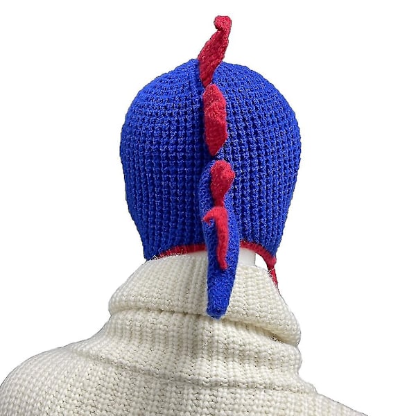 Dinosaur Beanie Rolig Hatt Dinosaur Öronlapp Hatt Stickad Dinosaur Hatt Mohawk Hatt Blue