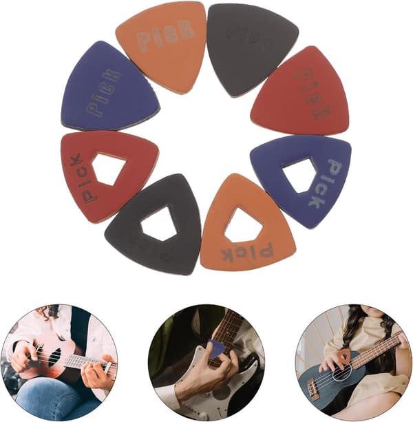 Lädergitarrplektrum Tjockt 8-delat set Återanvändbara ukulele- och gitarrtillbehör