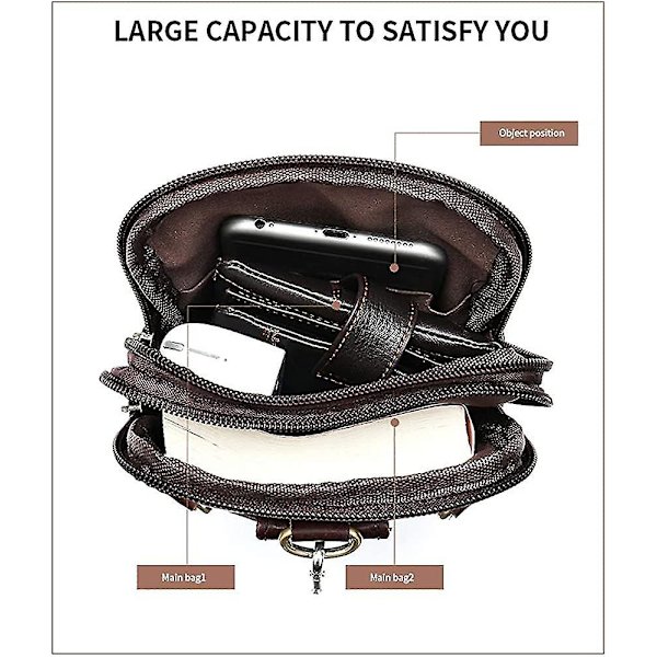Mænds Læder Mobiltelefon Crossbody Tasker, Mobiltelefon Bæltepose, 6,5\" Lille