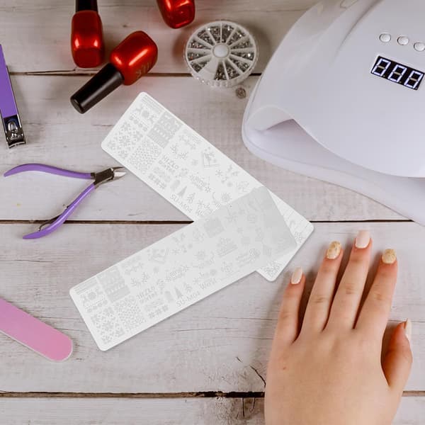 6 stk. neglekunst trykte stålplader Juleneglestempelplader Manicurestencils til stempelplader