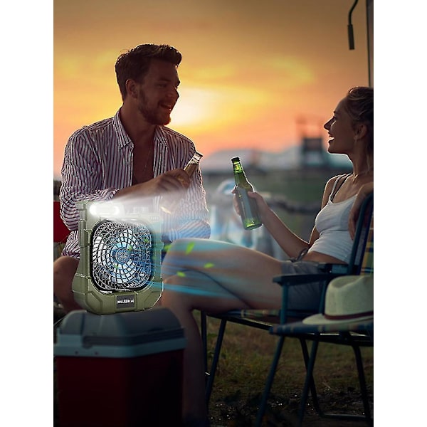 2-i-1 Camping LED-lys med vifteteltlampe, 3 lysstyrkeinnstillinger