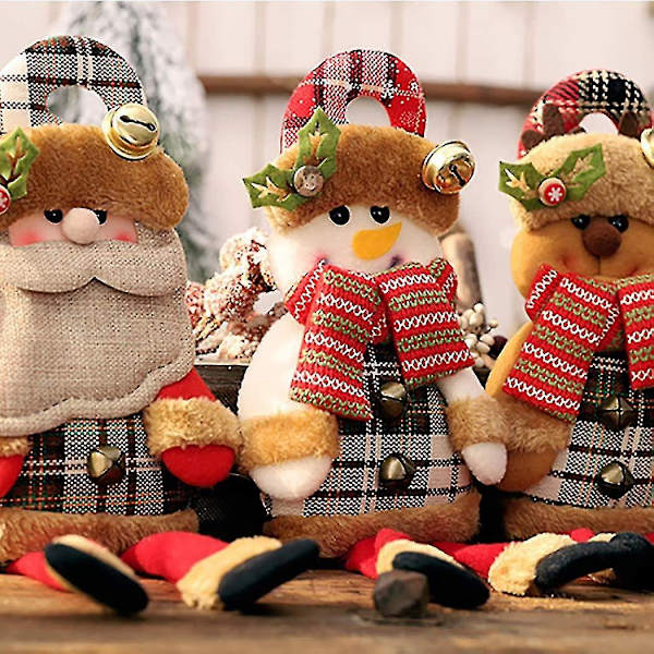 3-pack Julgransdekorationer - Älg, Tomte & Snögubbe - Söta Hängande Dekorationer