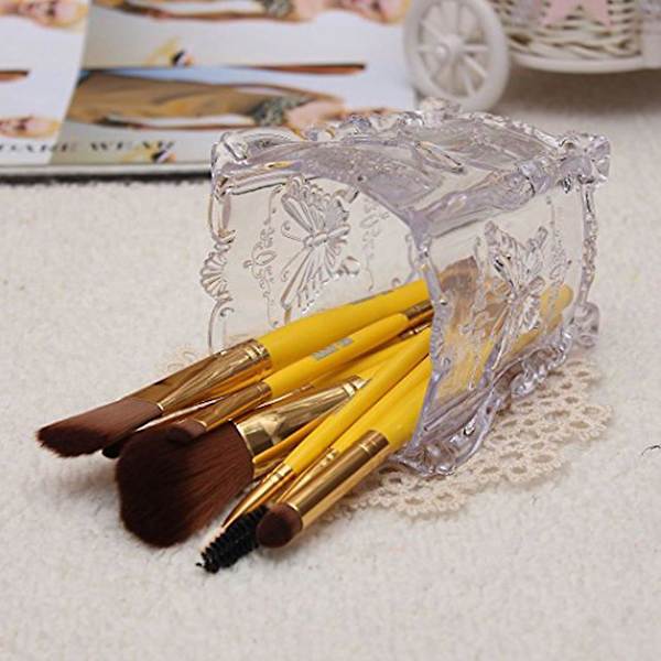 Akryl Makeup Penselbeholder Kop Butterfly Udsmykket Kosmetik Pensel Pot Opbevaring Holder