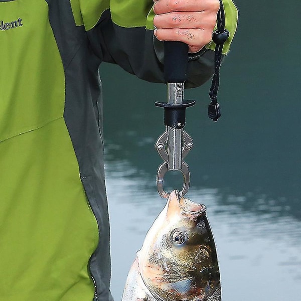 Bärbar Fiskmunngripare i Rostfritt Stål, Greppverktyg, Fiskkrok, 1st Svart