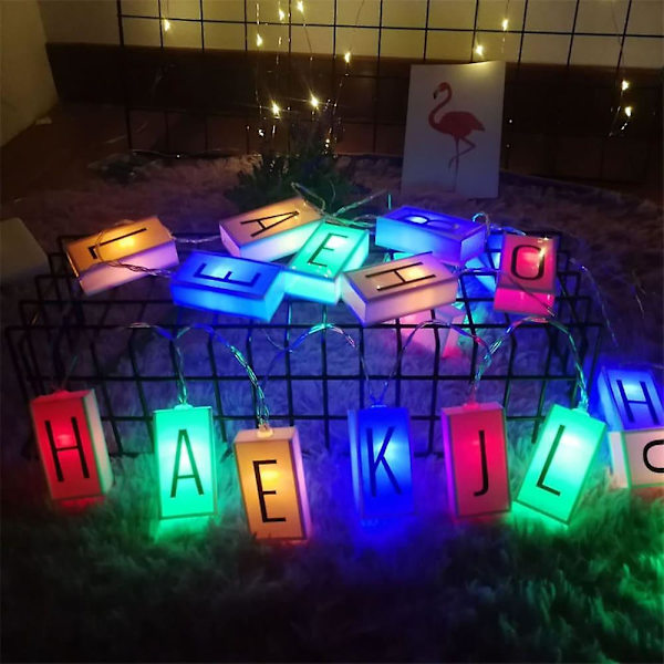 LED-bokstavsljuslåda med replampor 20LED Grattis på födelsedagen-banderoll