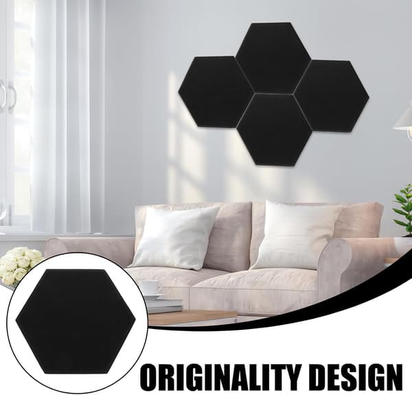 8 stk. sekskantede akustikkpaneler for vegger, lydabsorberende, lydisolerende filtmateriale, moderne