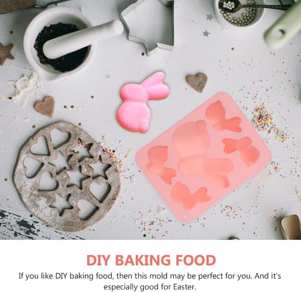 Rosa silikonkaninform påskehareform Non-Stick kake- og dessertbakeform