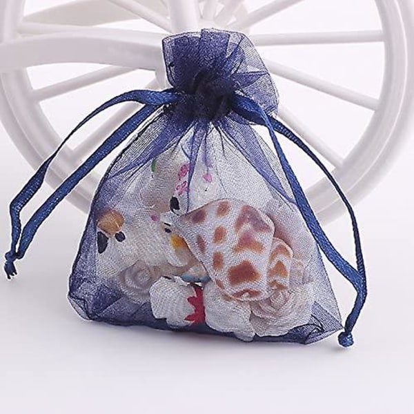 Organzapose, smykkepose, organza godteripose, bryllupsgave, bursdagsfestposer, pakke med 100 7*9cm