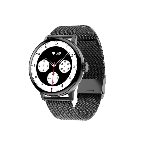Smart Watch Full Rund Full Touch Band Trådlös Laddare Bluetooth Calling Puls Sömnövervakning Armband Black glue