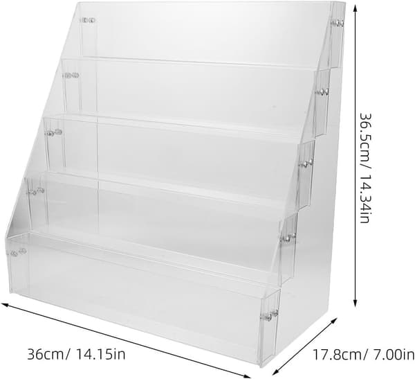 Akryl Kort Display Rack 5-lags Trappe-Trin Organizer Multifunktionel Opbevaring til Kosmetik
