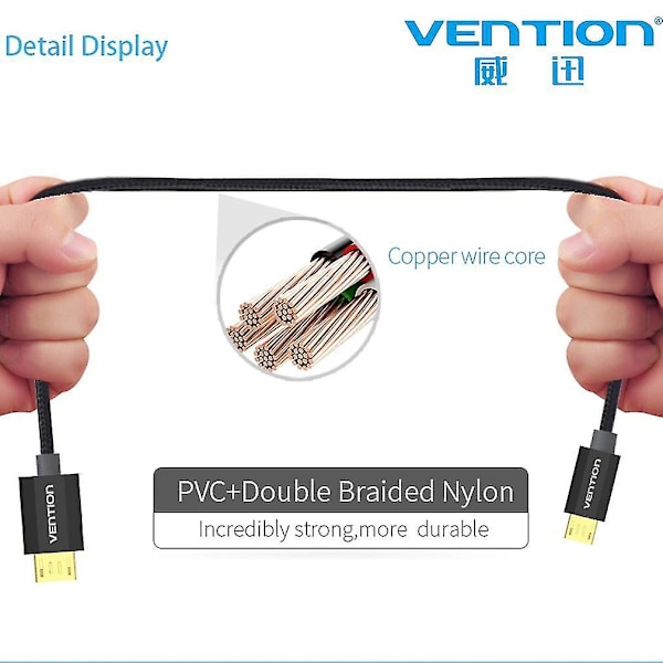 Vention Micro USB 2.0 Laddnings- och Datakabel i Ren Koppar