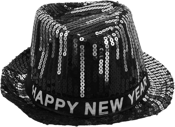 Glitter Paljett Jazzhatt: Nyttårs Glitrende Fedora - Fest Disco Hodeplagg