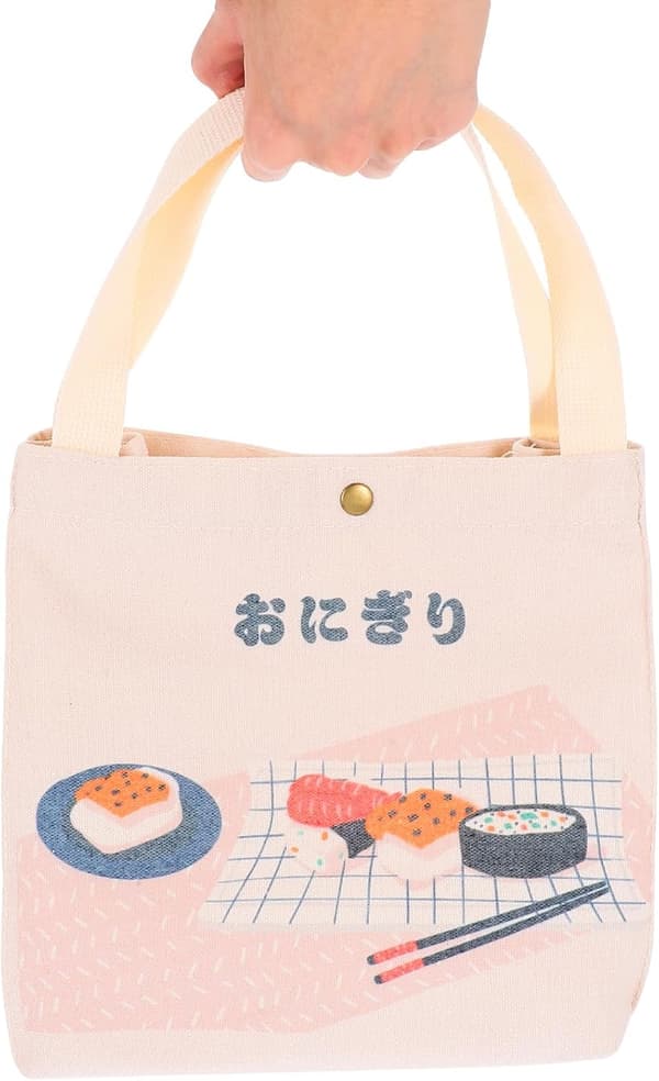 Bento Bag Rispose Japansk Nydelig Stil Lerret Vanntett Pustende Lunsjoppbevaringspose