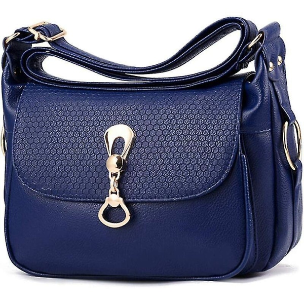 Damer PU-läder Crossbody Väska Multi-ficka Messenger Väskor Handväska (blå) - Blå