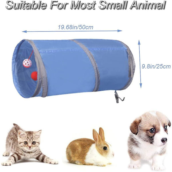 Interaktiv Sammenklappelig Letvægts 5 Tunnel Krøllet Stof Labyrinth Med Bobble Og Klokker Til Kat