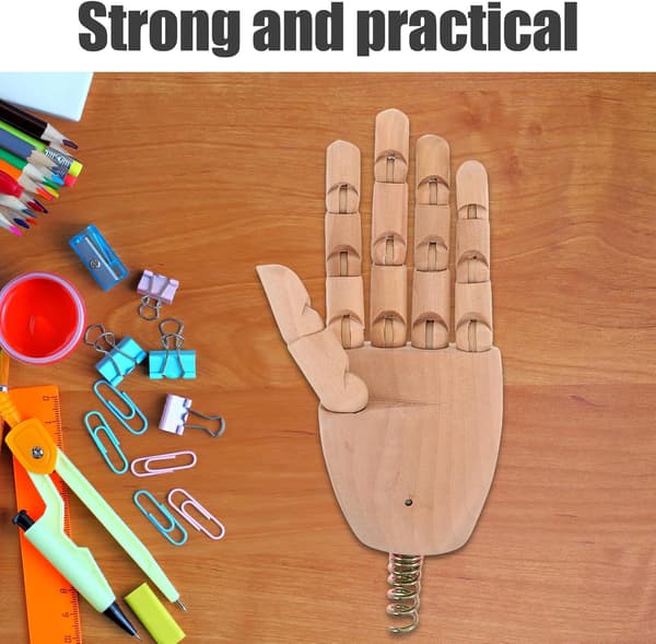 Trähandfigur för teckning, poserbar handmodell, DIY tom dockskapelse, ledad finger
