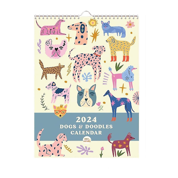 2024 Kunstkalender A4 Månedlig Væghængt Planlægger Kladdeillustrationer 12 Måneder Hængende Kalender