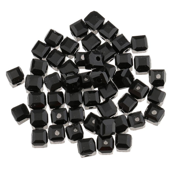 50 kpl 6 mm lasikristalli-neliökuution helmiä tee-se-itse-korujen tekemiseen mustiksi