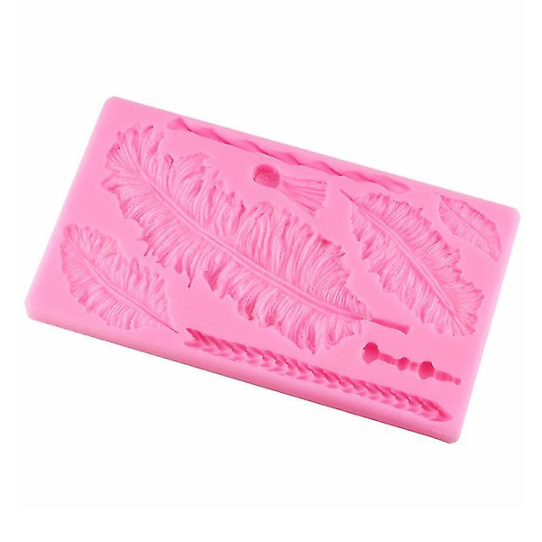 Fjäderformad Kakform Silikon Fondant Dessert Bakform Verktyg För Hemmet Butik Köket (rosa)
