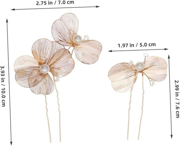 2 stk. Rhinestone U-formede hårnåle til brude Elegante knoldhårpinde til bryllupsbrudepigetilbehør