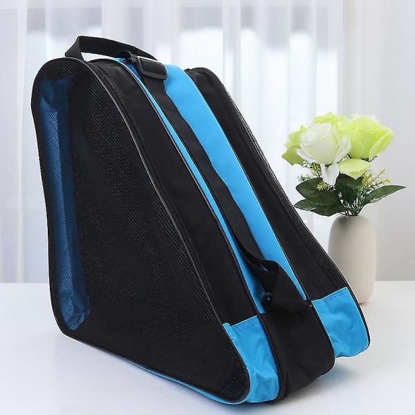 Opbevaringspose til rulleskøjtesko til børn Tykke trekantformet pose Mesh-stof skuldertaske Skobeholder med høj kapacitet (blå)