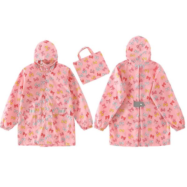 Børne Regnjakke, 3D Tegneserie Børn Spædbarn Regnjakke Poncho Til Dreng Pige (Gul Brød) Pink Bow M