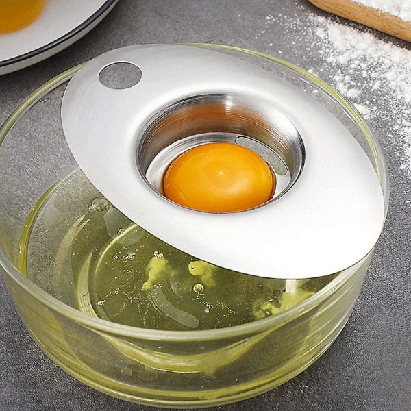 Äggavskiljare, äggulaseparator, äggvita äggulafilteravskiljare 2-delat set, gjord av högkvalitativt rostfritt stål, lätt att separera äggula och vit.