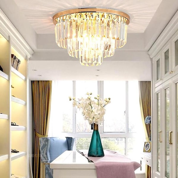 40cm Flush Mount Loftlampe Guld Krystal Metal Moderne