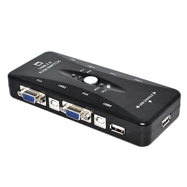 USB 2.0 KVM 4-ports VGA Tastatur Mus Bryterboks Monitor
