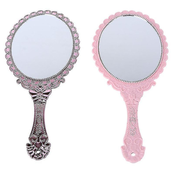 2 kpl Hienoja Naisten Meikkipeloja Naisten Kosmetiikkapiili Portable Handle Mirror