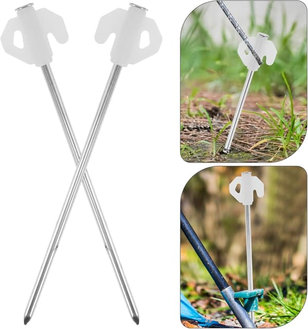 10 stk selvlysende teltplugger 20 cm hvite stålplugger