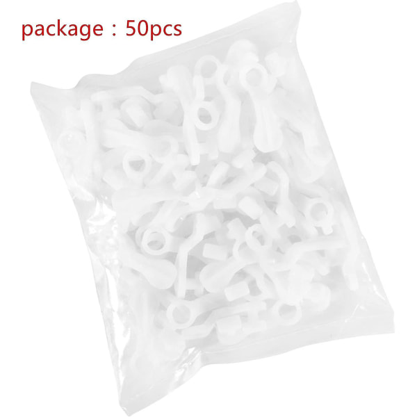 Gardingliderkroker Hvit plastgardinkrok, pakke med 50 stk