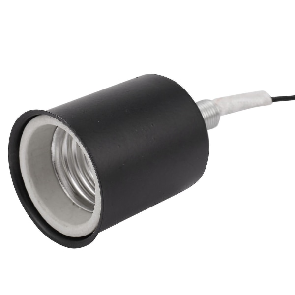 3x E27 Keramisk Sockelfäste Adapter Metall Lamphållare Med Tråd Svart
