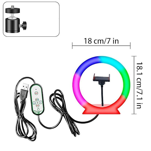 Selfie-rengasvalo RGB-täyttö LED-lampulla, mobiilipidike ja jalusta