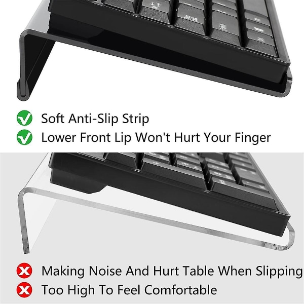 Akryl Stativ for Datamaskin Tastatur, Tastaturheving Tilt Løft, Tastaturholder for Skrivebord, Skrivebord Tastatur Løfter