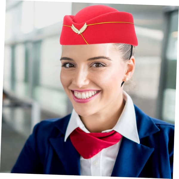 Flyvertindehat Cosplay Uniform Hat Dekorativ Pillbox Rød Baret til Kvinder Kostume Performance Tilbehør