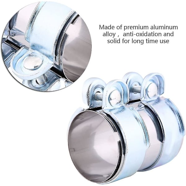 Universal Aluminiums Eksosbåndklemme, Rustfritt Stål Turbo Eksosbåndklemme Lyddemper Rørkobling Med Bolter (2.5in) (1stk)