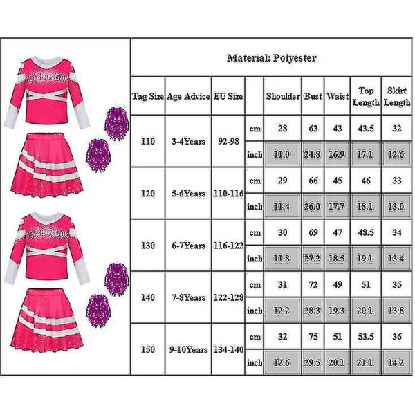 Zombies 3 Pige Kostume Cheerleader Outfit Fancy Up 6-7 Years