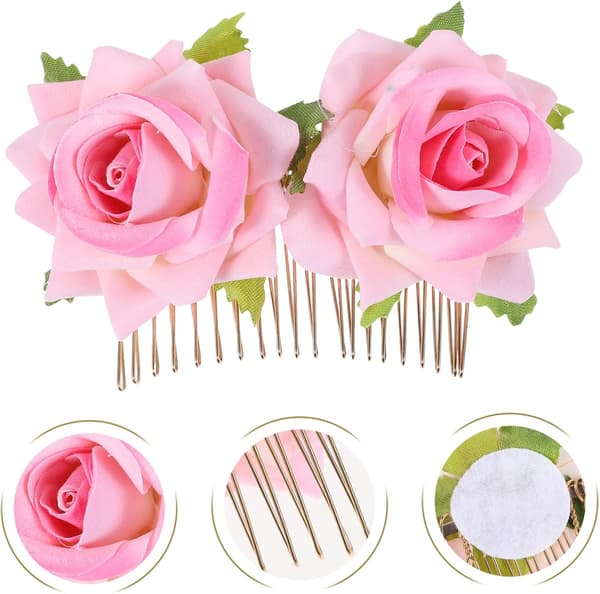 1 stk elegant blomsterbrudekam med doble aksenter, dekorativt bryllupshodeplagg